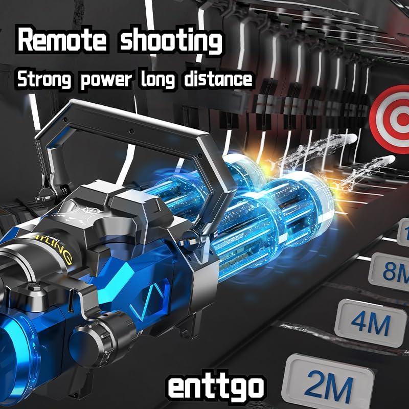 Electric Double-Barrel Gatling Water Gun with Lights – Rechargeable Battery & Large-Capacity Backpack Tank