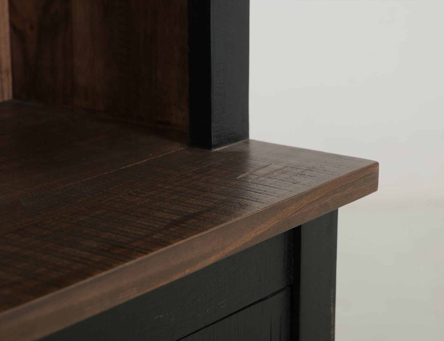 72" Distressed Wood Dining Hutch - Brown & Black, 2-Door Display Cabinet – Duvencioglu