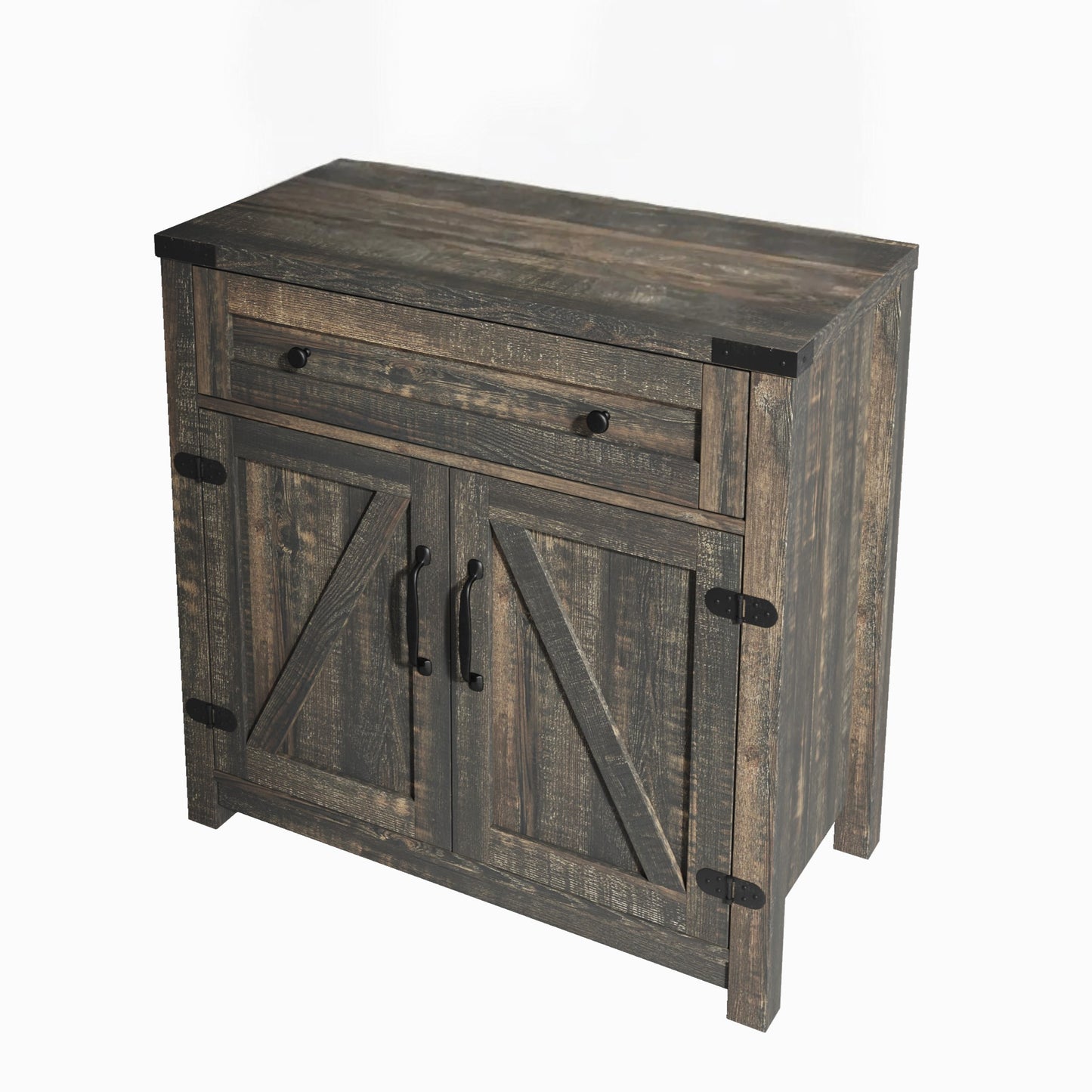 32" Light Brown Wood Accent Cabinet - 2 Doors, 1 Drawer Storage Chest – Duvencioglu