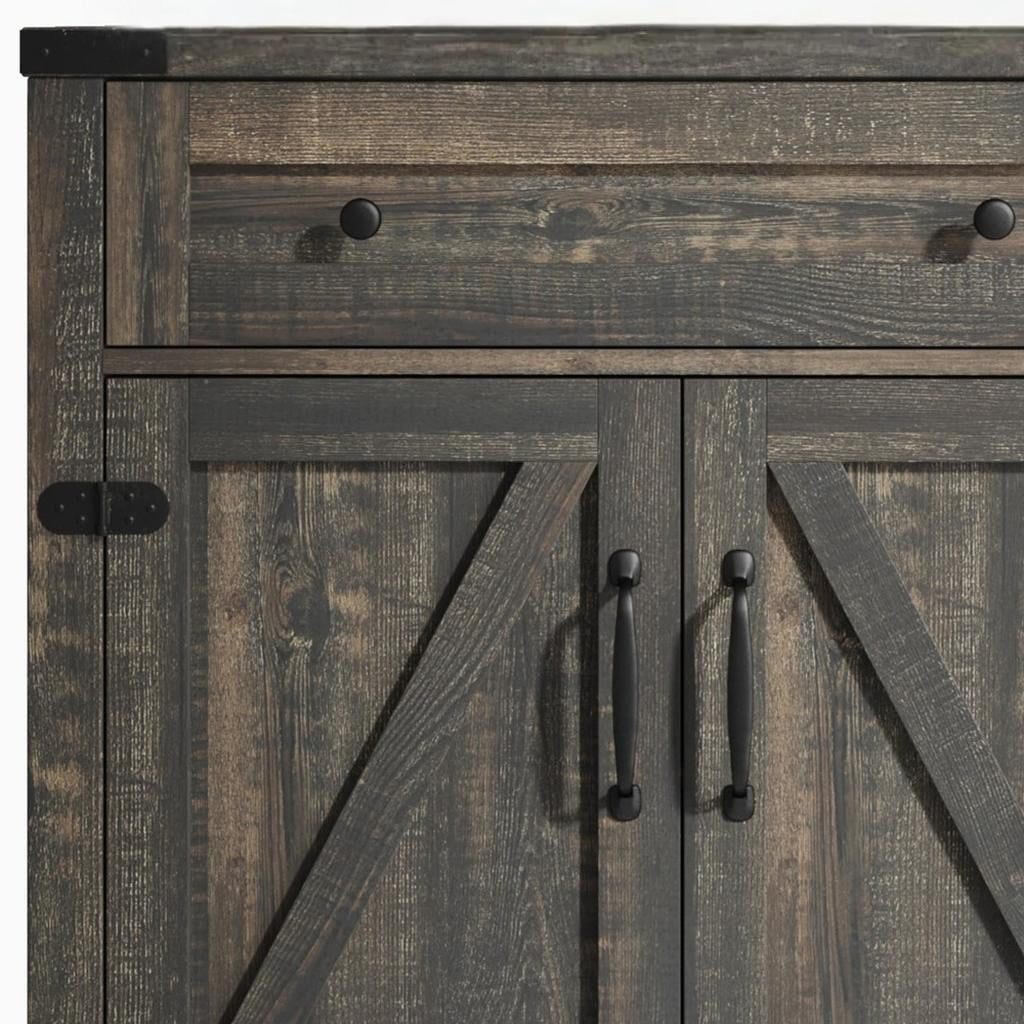 32" Light Brown Wood Accent Cabinet - 2 Doors, 1 Drawer Storage Chest – Duvencioglu