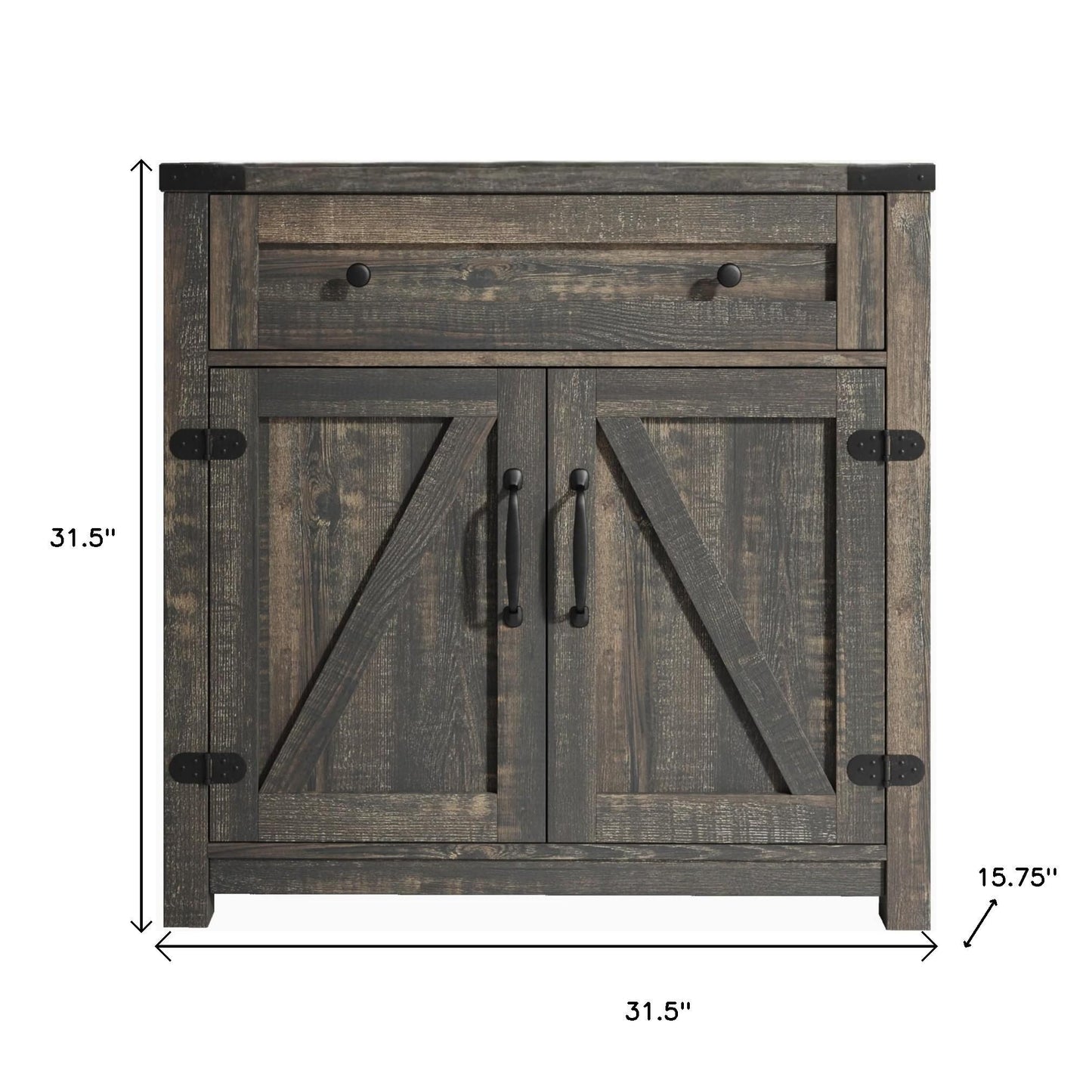 32" Light Brown Wood Accent Cabinet - 2 Doors, 1 Drawer Storage Chest – Duvencioglu