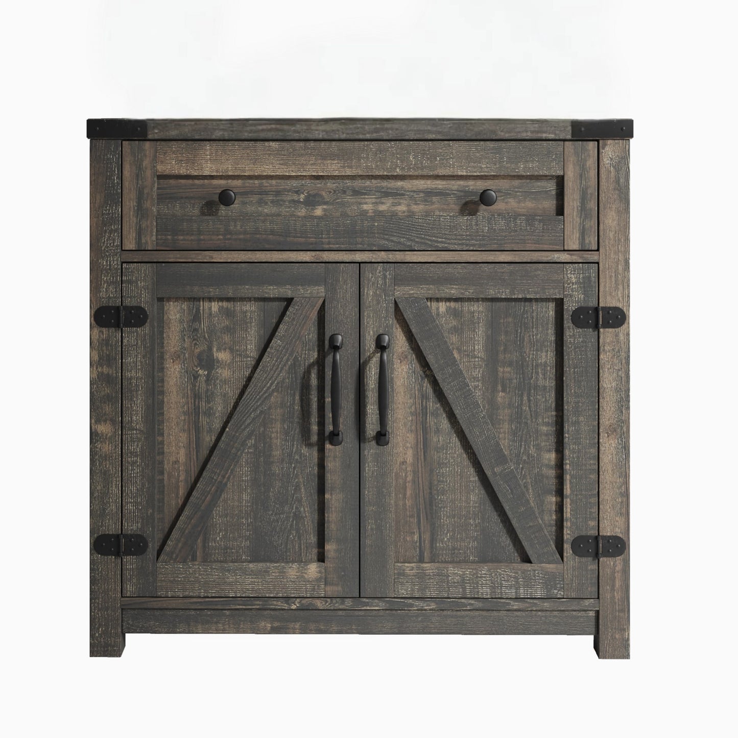 32" Light Brown Wood Accent Cabinet - 2 Doors, 1 Drawer Storage Chest – Duvencioglu