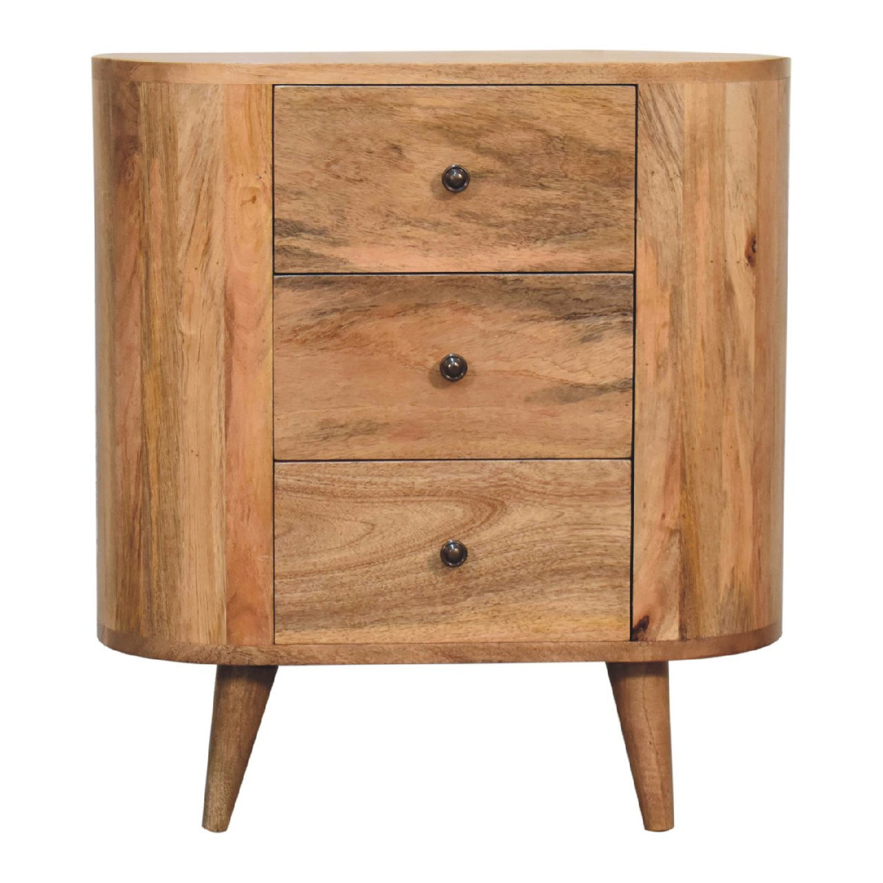 26" Oak Solid Wood Accent Cabinet - 3 Drawer Storage Chest – Duvencioglu