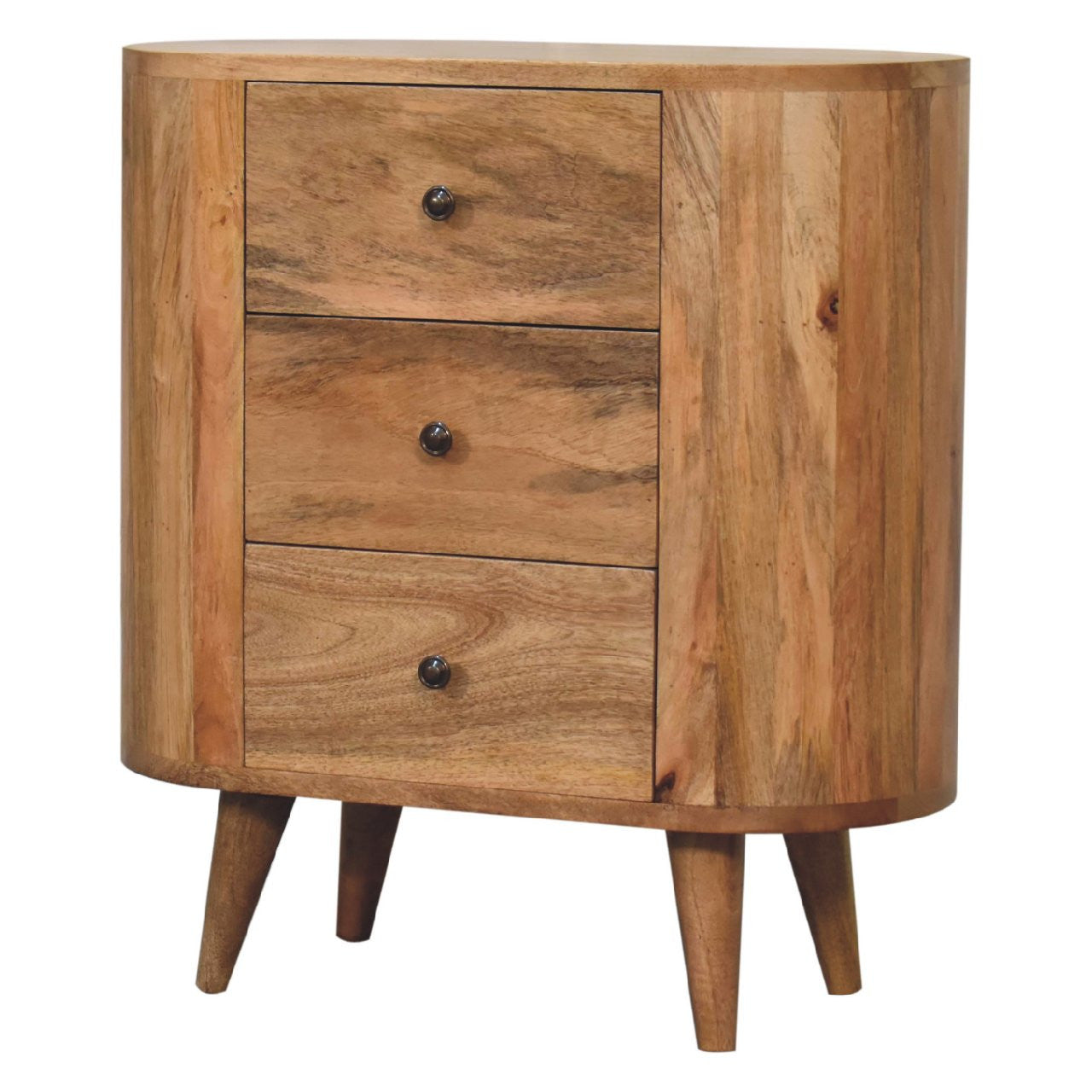26" Oak Solid Wood Accent Cabinet - 3 Drawer Storage Chest – Duvencioglu