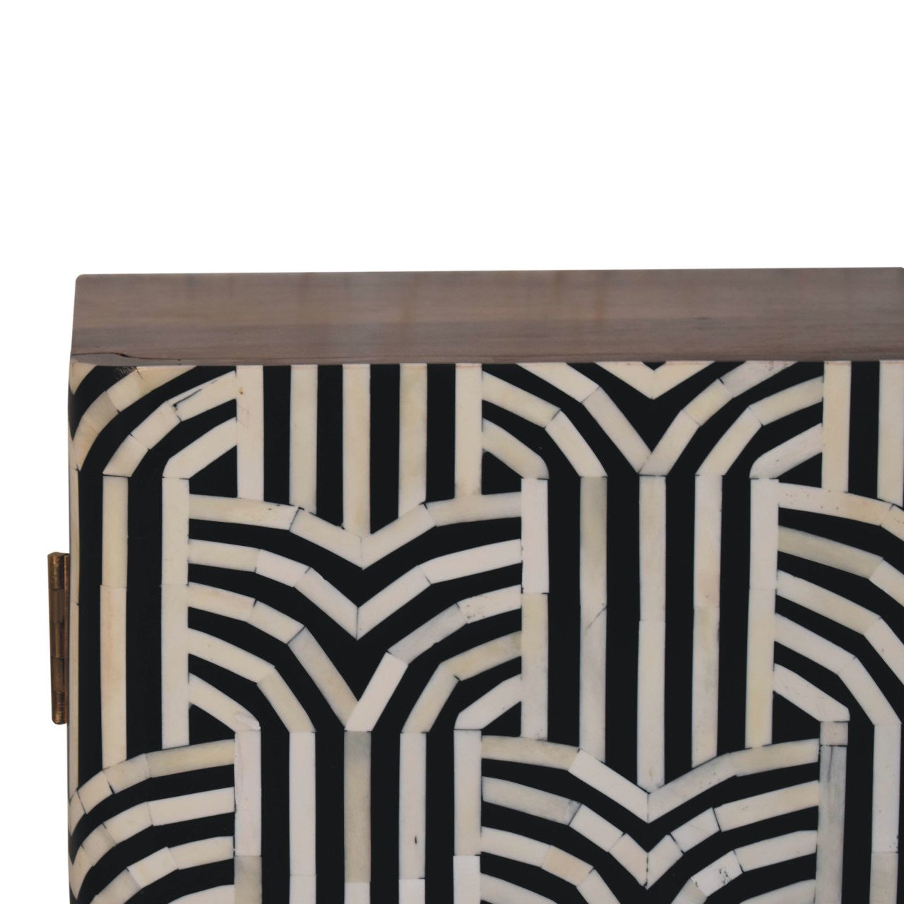 32" Solid Wood Accent Cabinet - Textured Doors, Brown, Black & White Finish – Duvencioglu