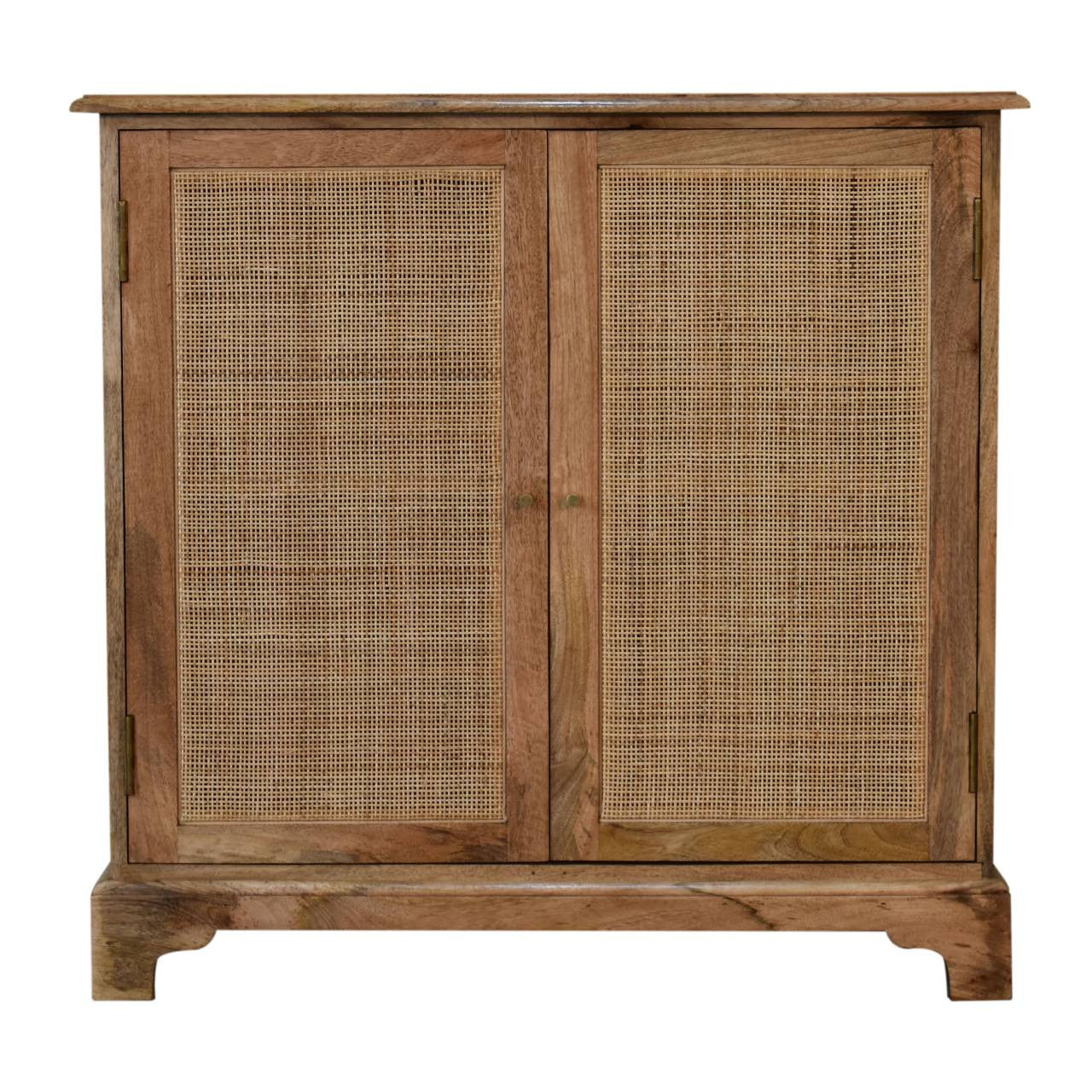 34" Brown Solid Wood Accent Cabinet - Textured 2-Door Storage Chest – Duvencioglu