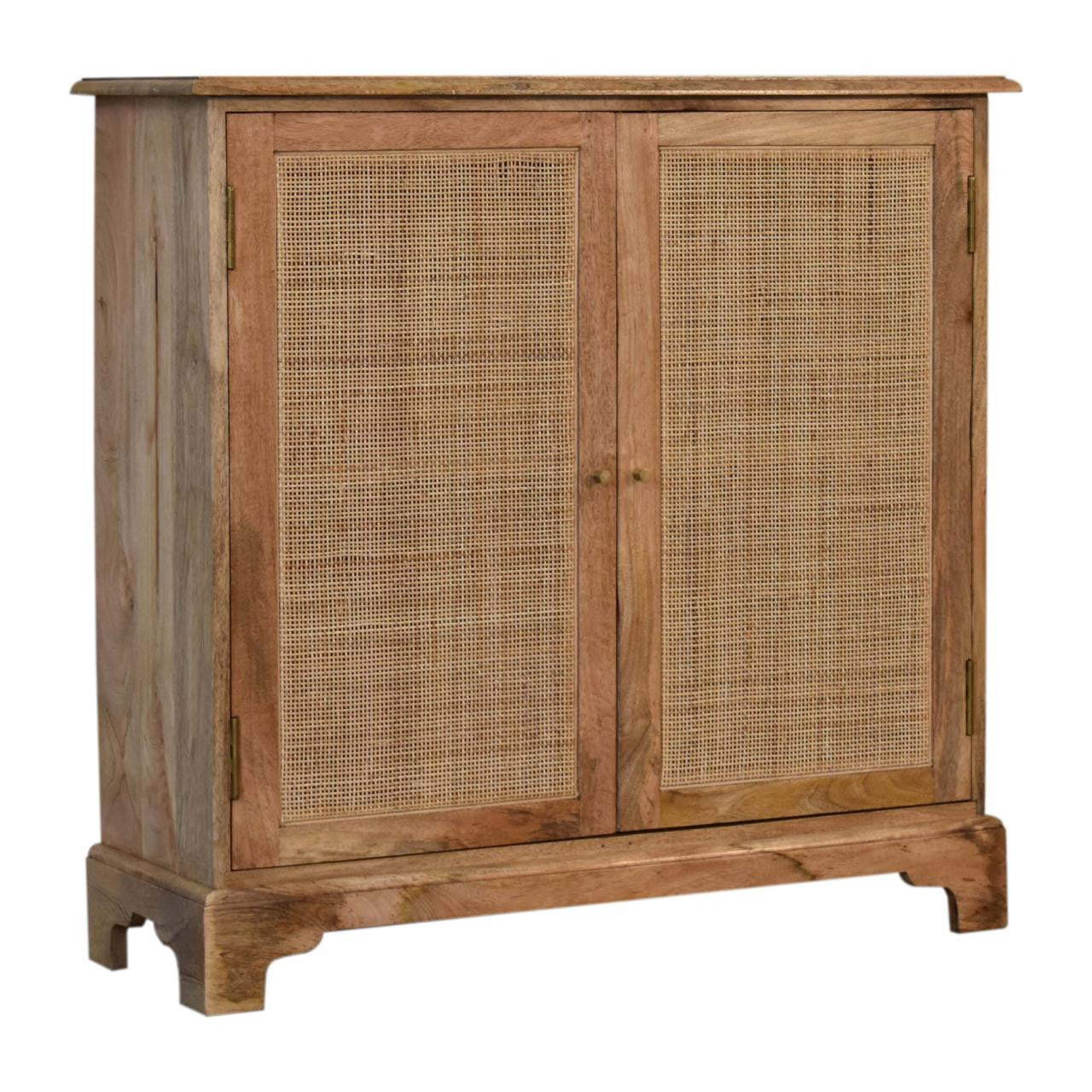 34" Brown Solid Wood Accent Cabinet - Textured 2-Door Storage Chest – Duvencioglu