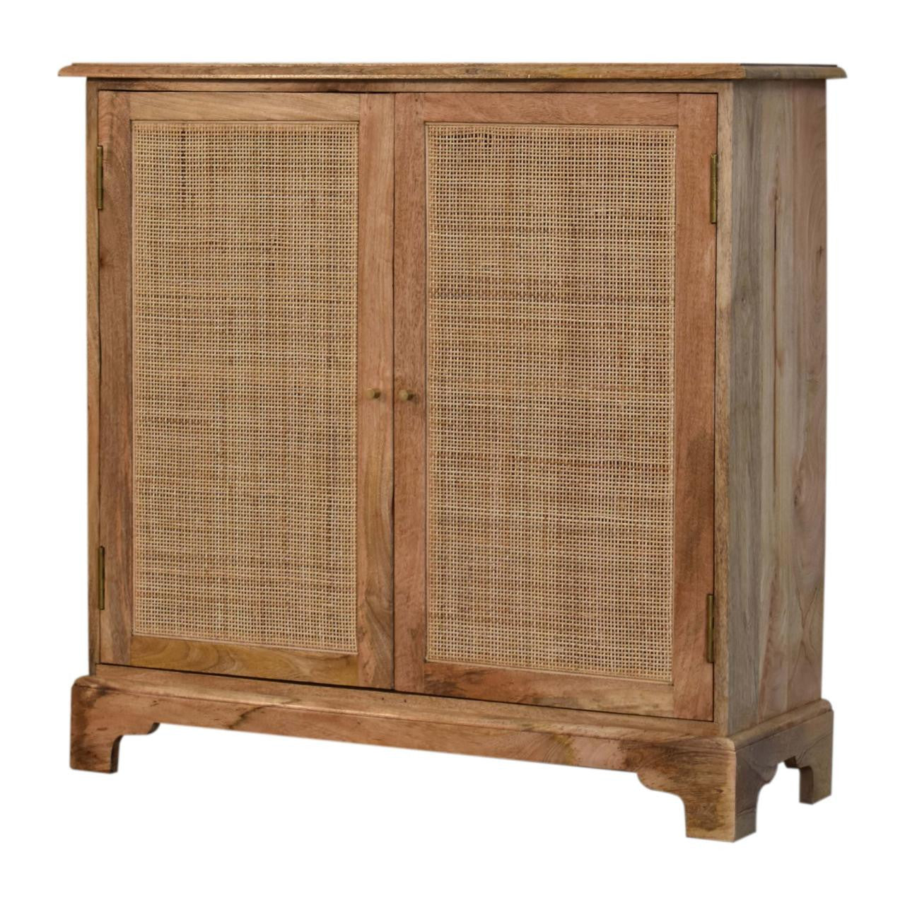34" Brown Solid Wood Accent Cabinet - Textured 2-Door Storage Chest – Duvencioglu