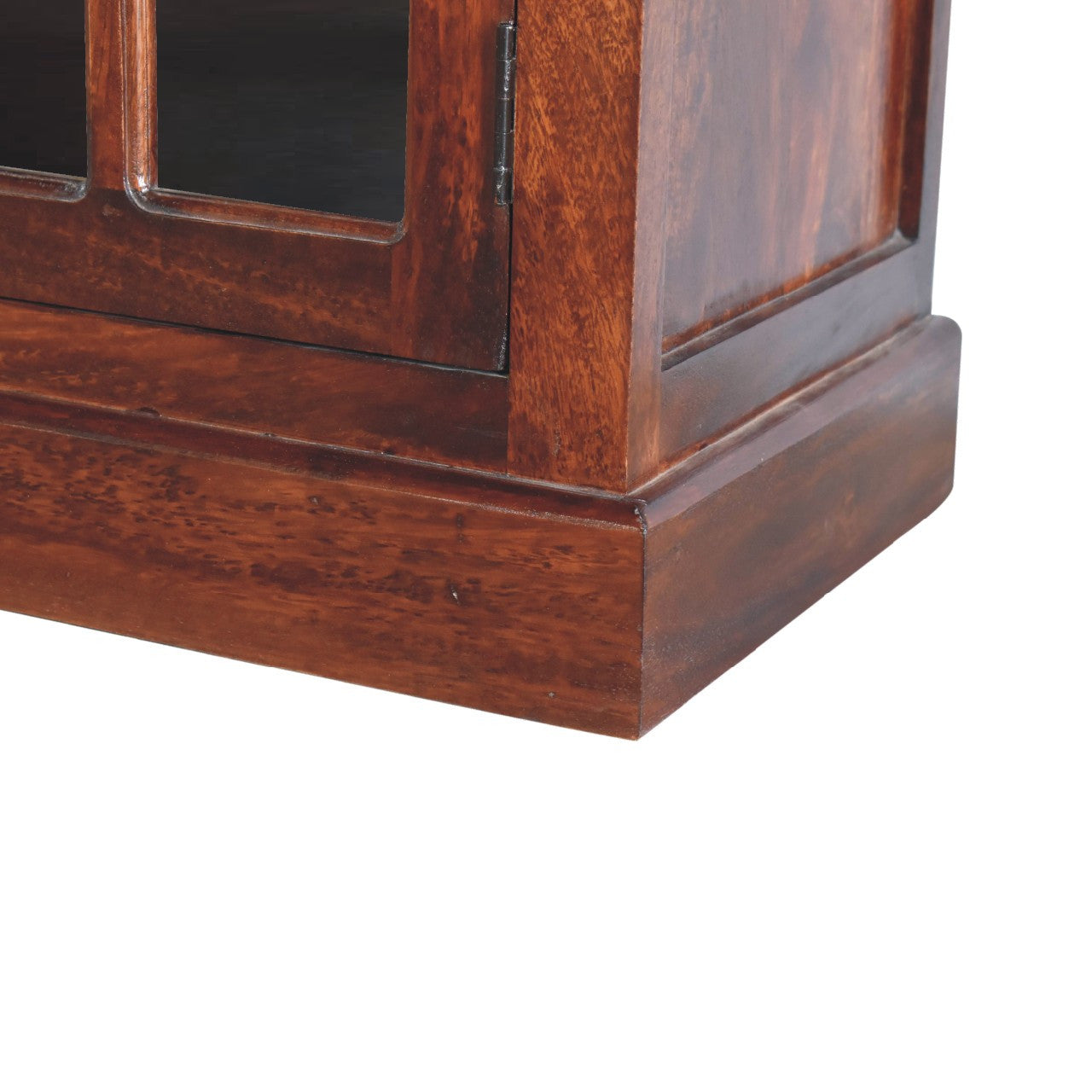 35" Distressed Solid Wood Accent Cabinet - Glass Doors & 2 Drawers – Duvencioglu