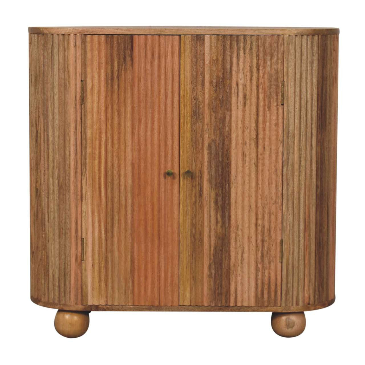 35" Brown Solid Wood Accent Cabinet - Textured 2-Door Storage Chest – Duvencioglu