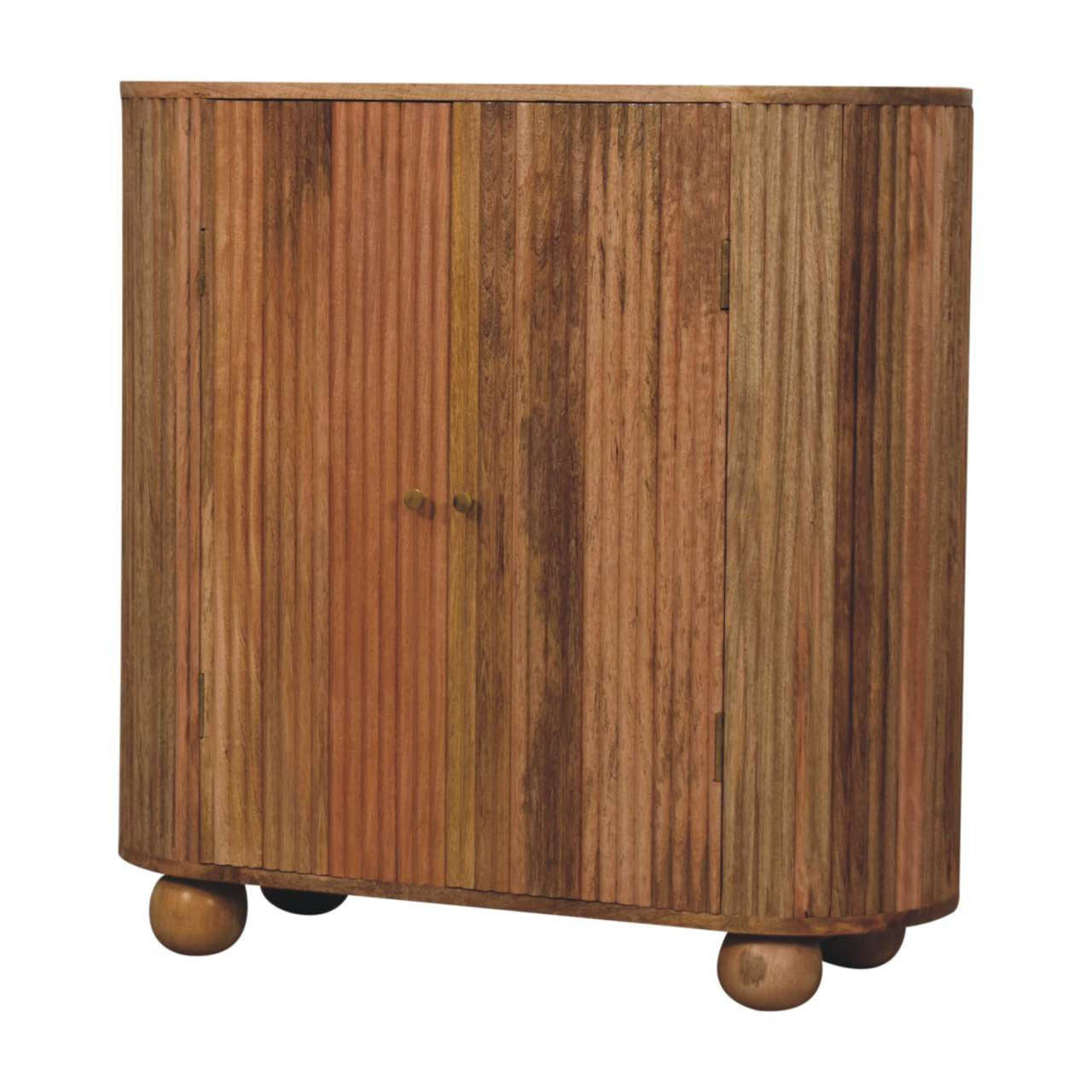 35" Brown Solid Wood Accent Cabinet - Textured 2-Door Storage Chest – Duvencioglu