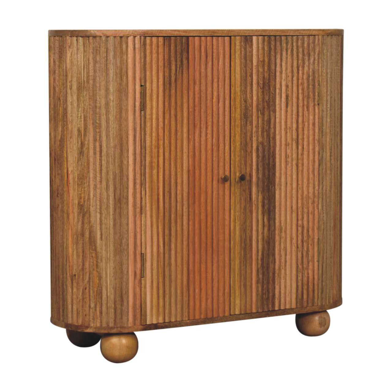 35" Brown Solid Wood Accent Cabinet - Textured 2-Door Storage Chest – Duvencioglu