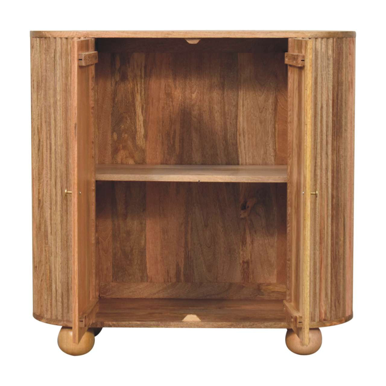 35" Brown Solid Wood Accent Cabinet - Textured 2-Door Storage Chest – Duvencioglu