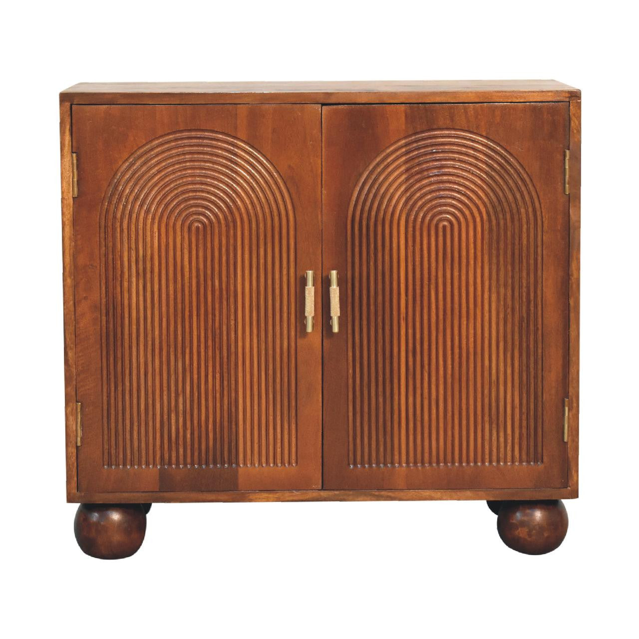 27" Chestnut Solid Wood Accent Cabinet - Textured 2-Door Storage – Duvencioglu