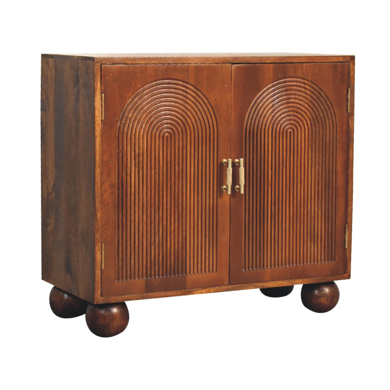 27" Chestnut Solid Wood Accent Cabinet - Textured 2-Door Storage – Duvencioglu