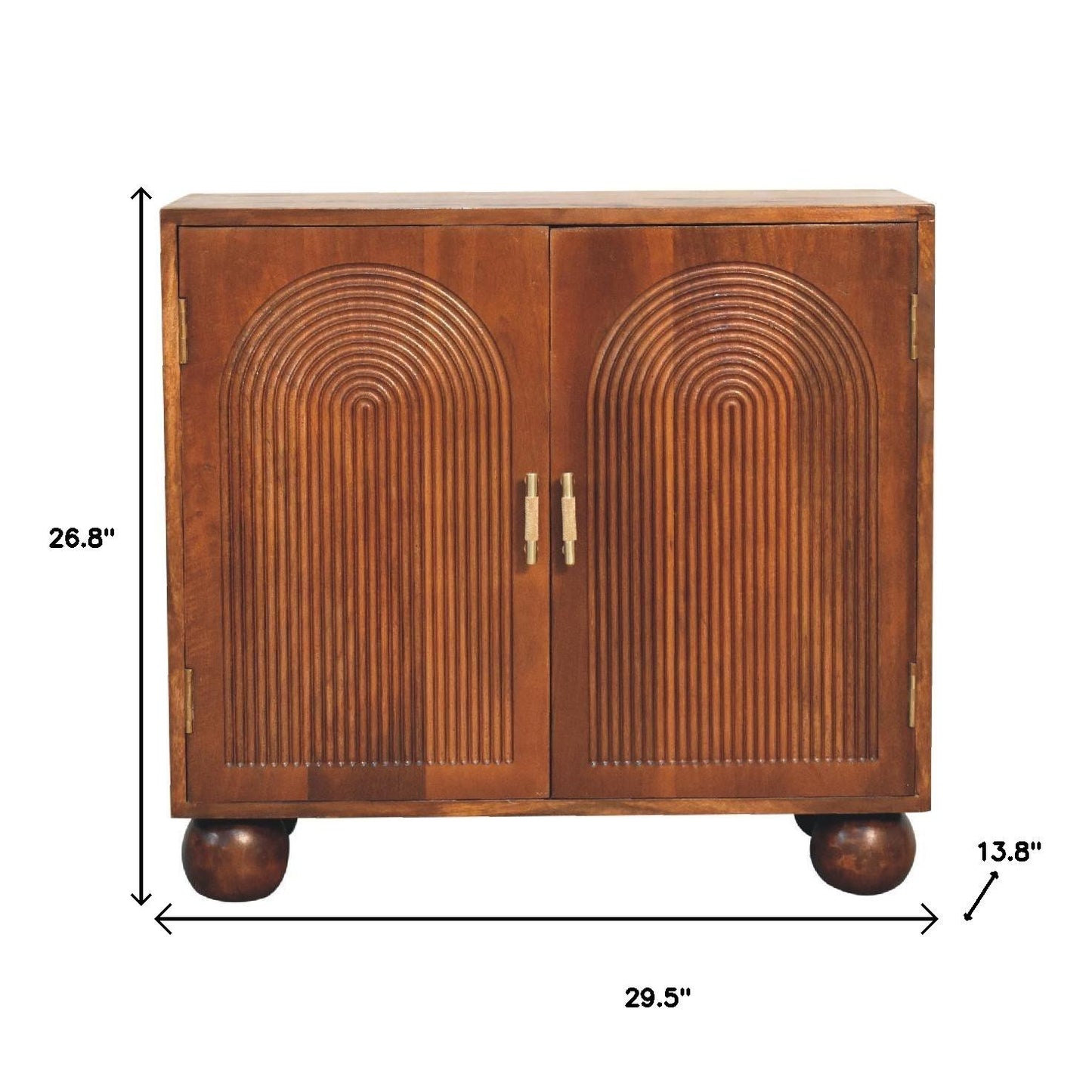 27" Chestnut Solid Wood Accent Cabinet - Textured 2-Door Storage – Duvencioglu