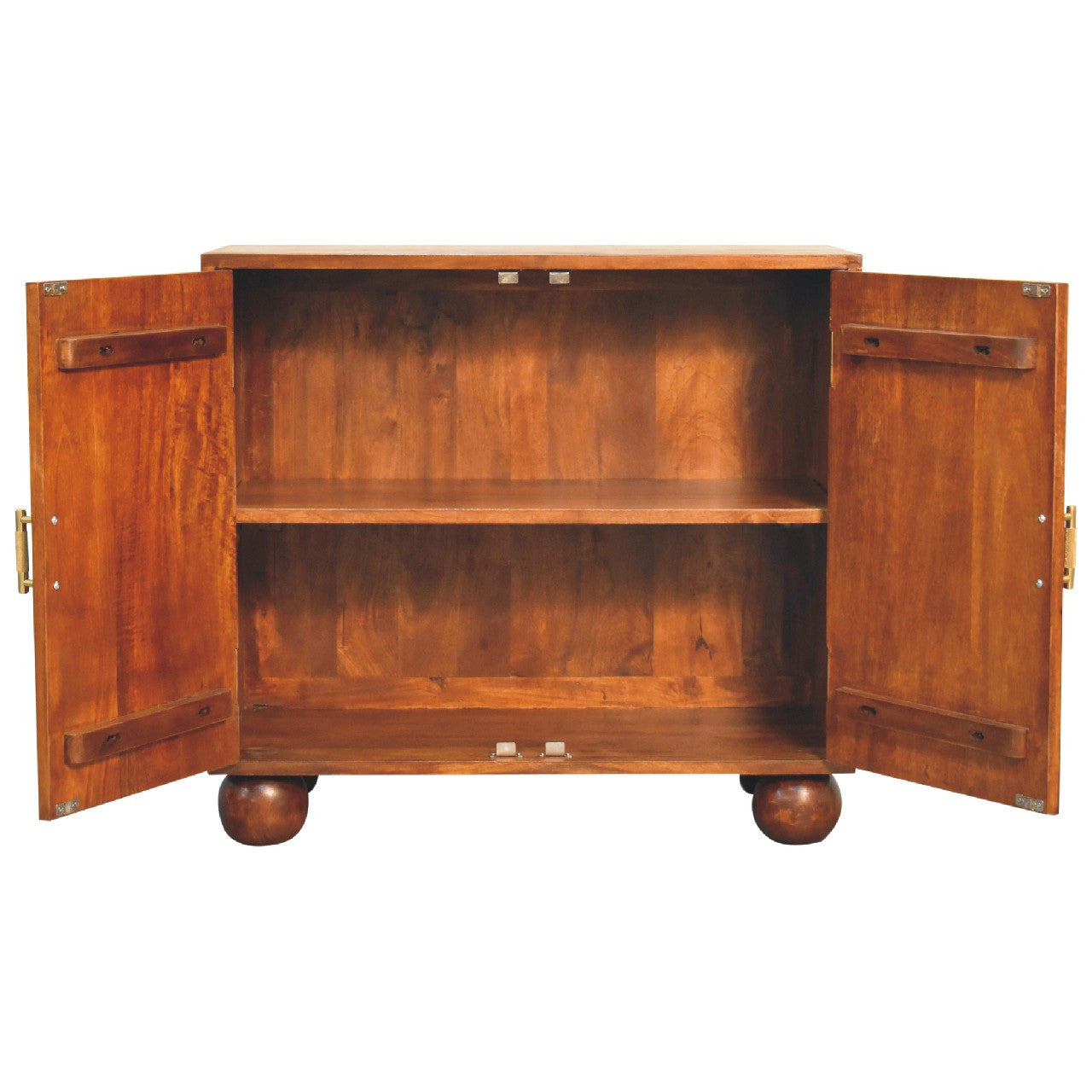 27" Chestnut Solid Wood Accent Cabinet - Textured 2-Door Storage – Duvencioglu
