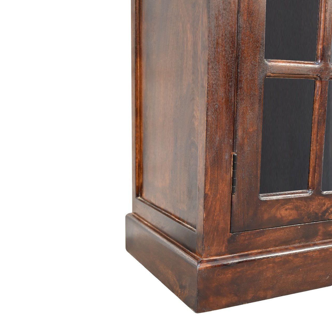 35" Brown Solid Wood Accent Cabinet - Glass Doors & 2 Drawers – Duvencioglu