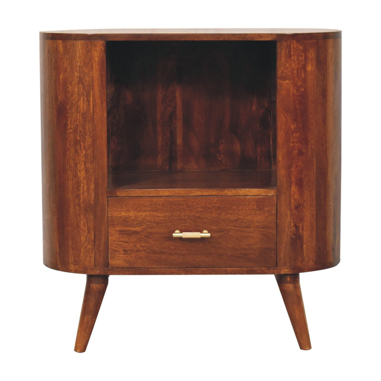30" Chestnut Solid Wood Accent Cabinet - Single Drawer Storage Chest – Duvencioglu