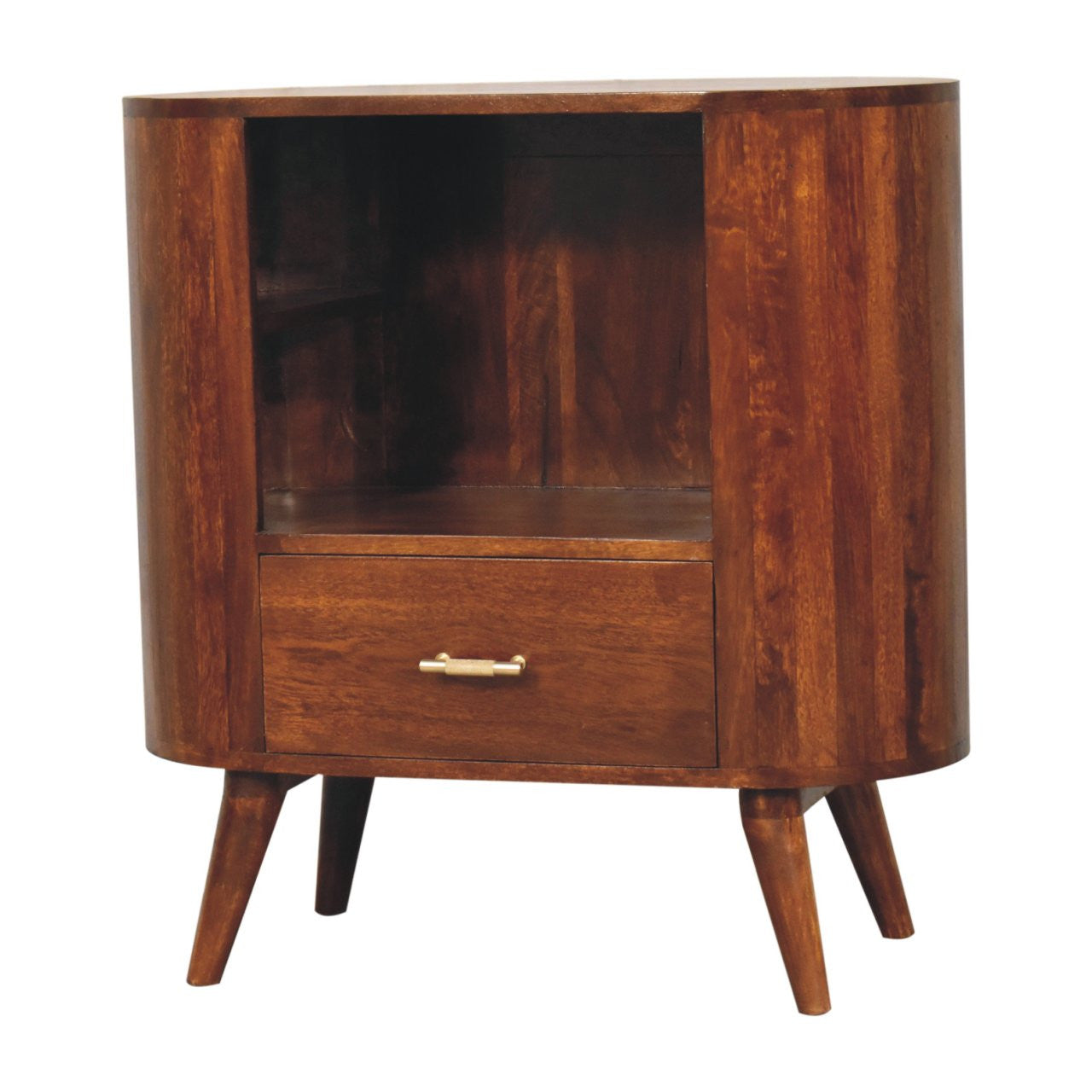 30" Chestnut Solid Wood Accent Cabinet - Single Drawer Storage Chest – Duvencioglu