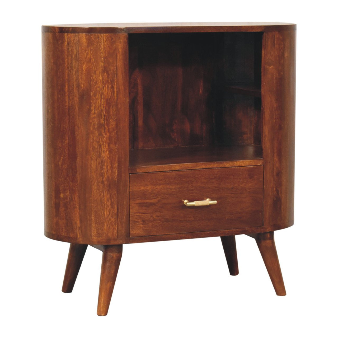 30" Chestnut Solid Wood Accent Cabinet - Single Drawer Storage Chest – Duvencioglu