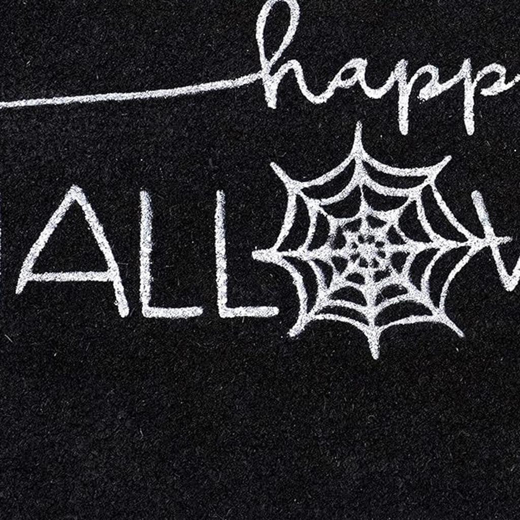 "Happy Halloween" Outdoor Coir Door Mat - Black & White, 17" x 29" – Duvencioglu