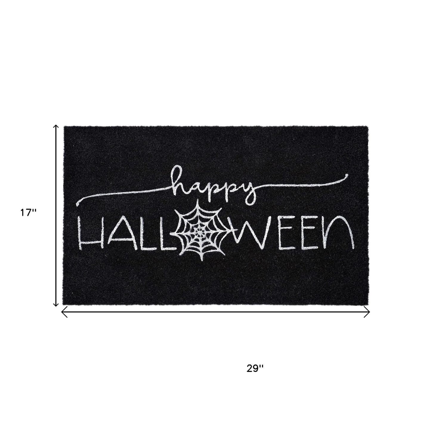 "Happy Halloween" Outdoor Coir Door Mat - Black & White, 17" x 29" – Duvencioglu