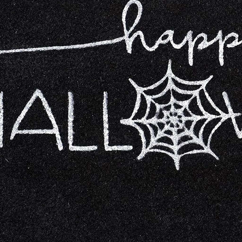 "Happy Halloween" Outdoor Coir Door Mat - Black & White, 17" x 29" – Duvencioglu