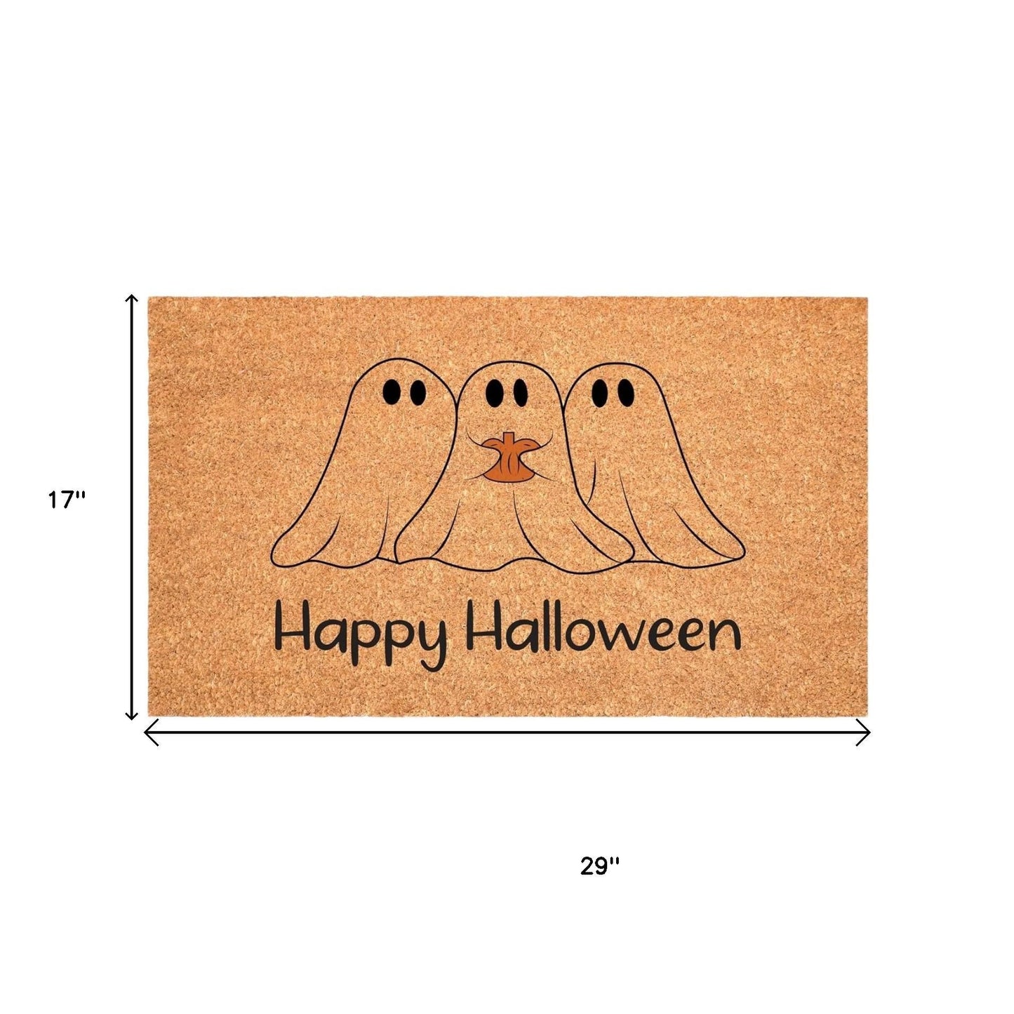 Happy Halloween" Outdoor Coir Door Mat - Black & Natural, 17" x 29" – Duvencioglu
