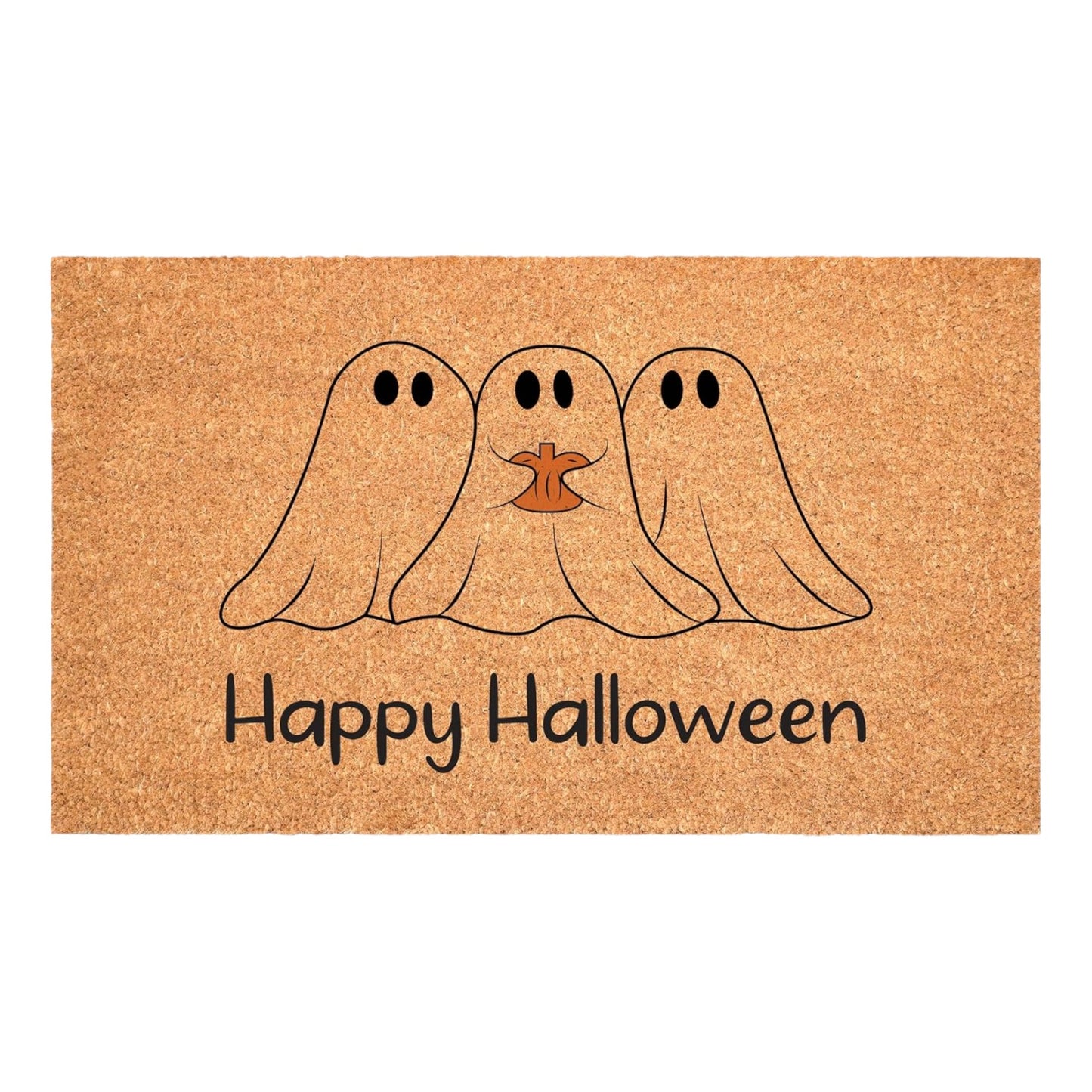 Happy Halloween" Outdoor Coir Door Mat - Black & Natural, 17" x 29" – Duvencioglu