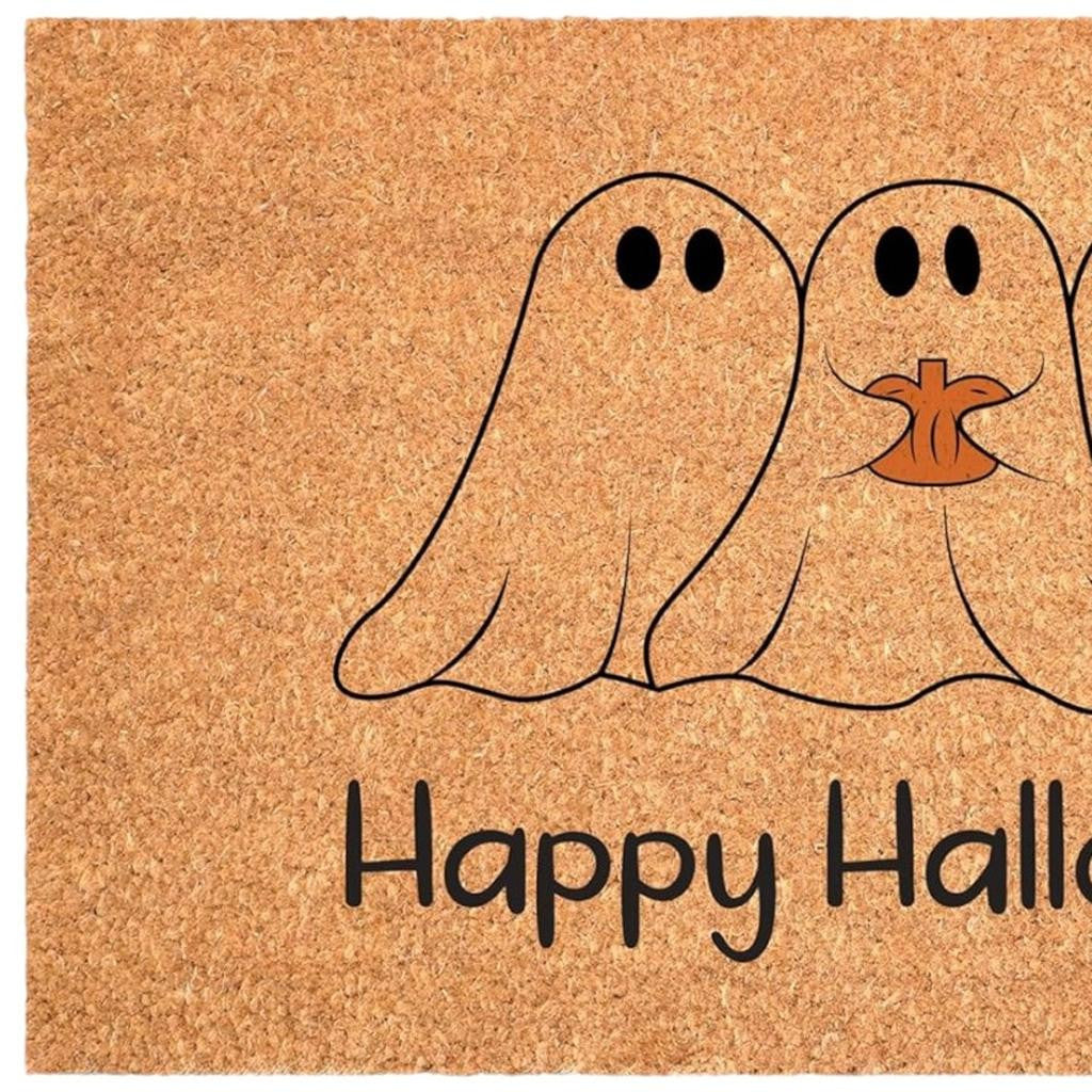 Happy Halloween" Outdoor Coir Door Mat - Black & Natural, 17" x 29" – Duvencioglu