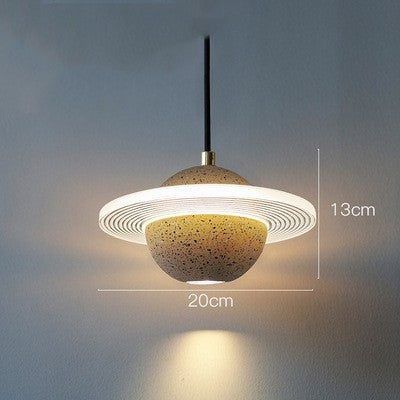 Modern Red Planet LED Chandelier – Single-Head Marble Pendant – Duvencioglu