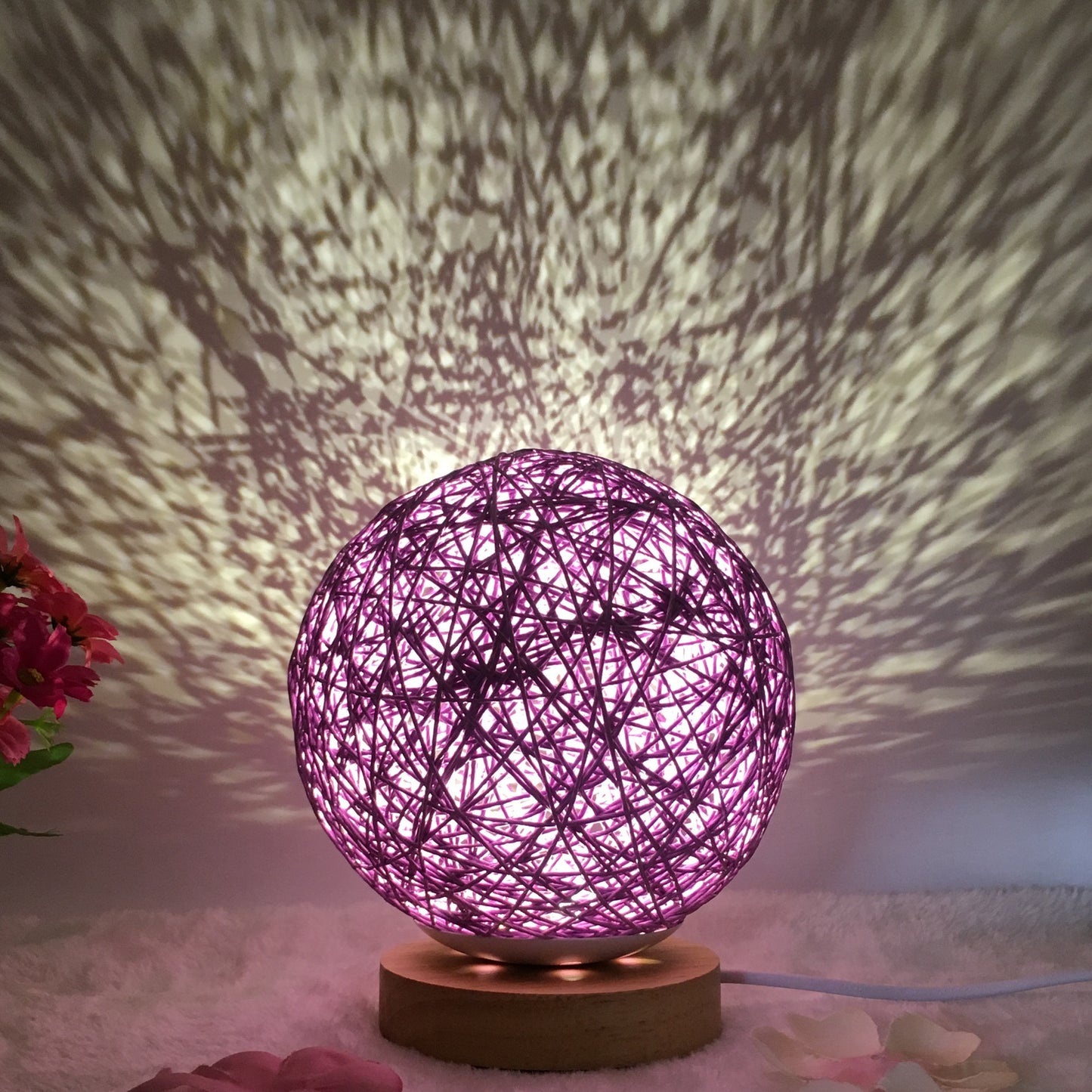 Creative Linen & Rattan Ball Table Lamp with Remote Control – Duvencioglu