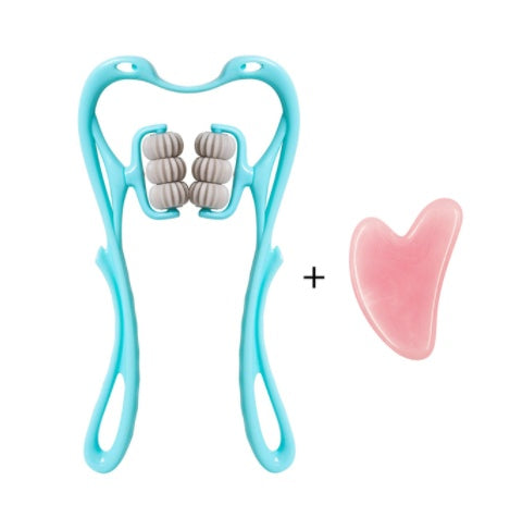 6-Roller Manual Neck Massager - Deep Tissue Relief Tool with Natural Jade Scraper – Duvencioglu