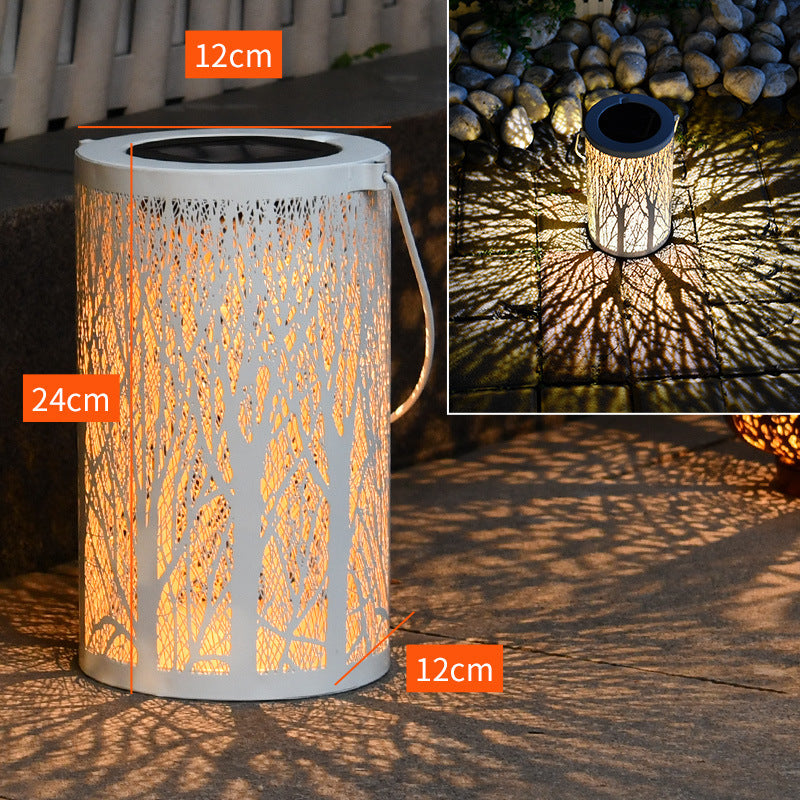 White Snowflake Solar LED Garden Chandelier – IP65 Wrought-Iron Pendant – Duvencioglu