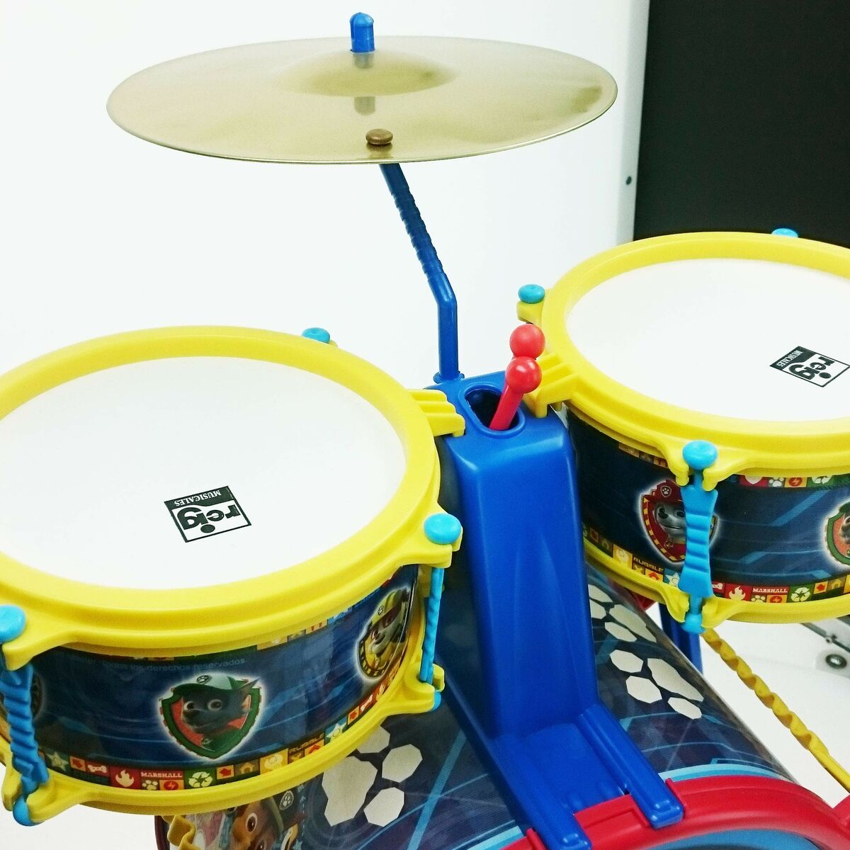 The Paw Patrol Plastic Drum Set - Kids Musical Toy with Bench & Drumsticks – Duvencioglu