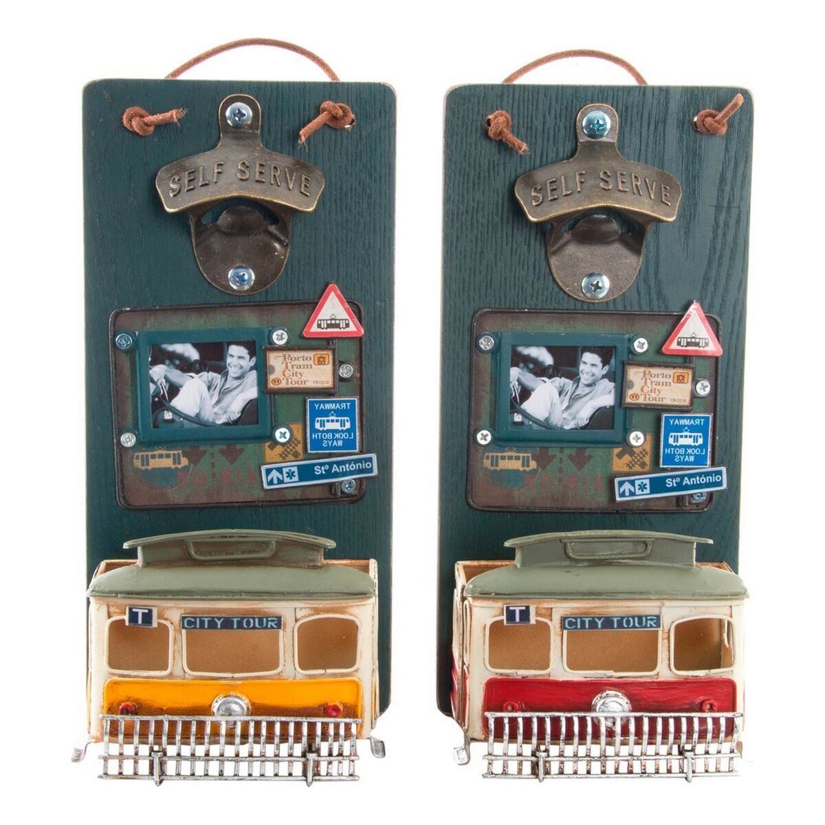 Bottle opener DKD Home Decor Self Serve Wood Metal (2 pcs) (26 x 12 x 9 cm) – Duvencioglu