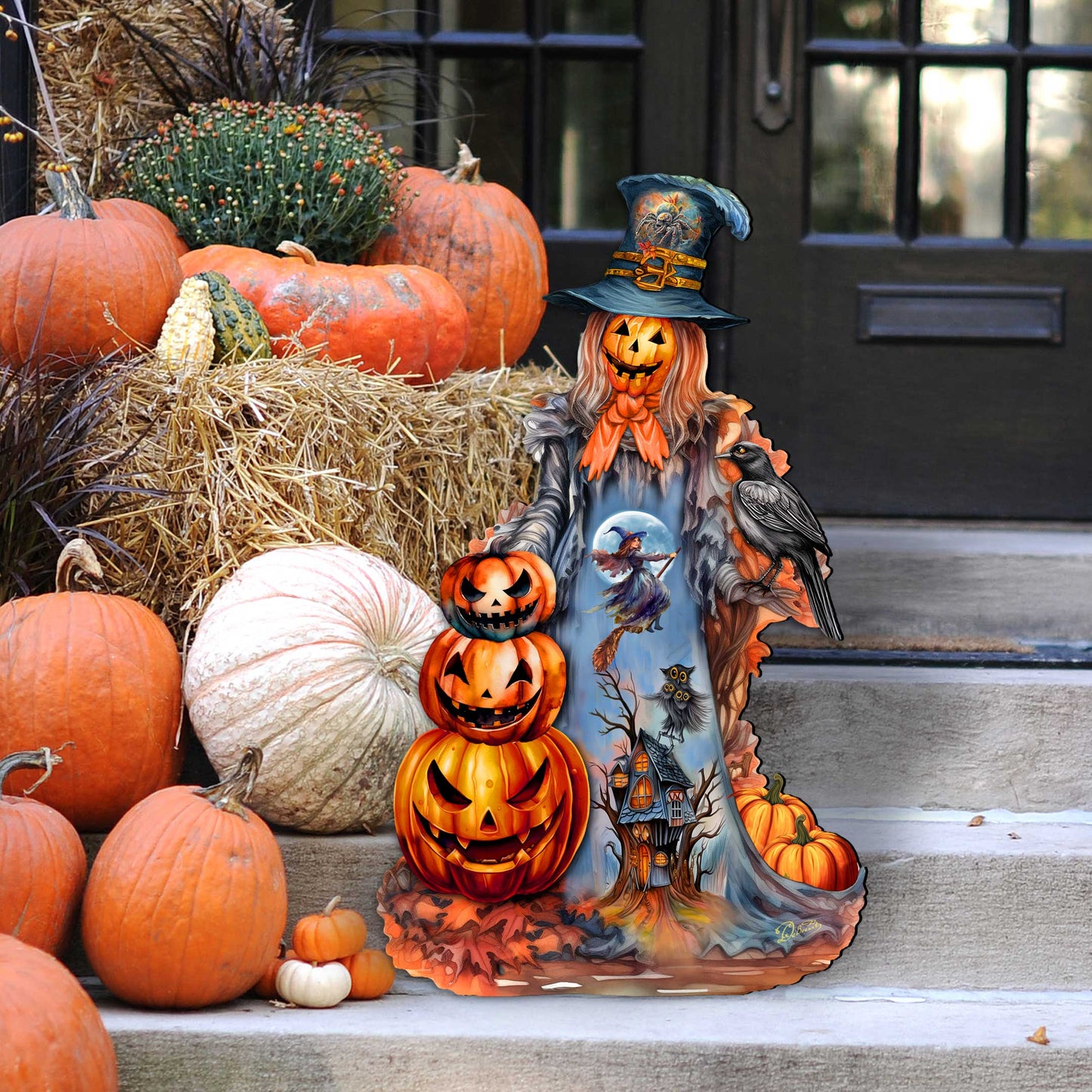 Halloween Pumpkin Wooden Door Décor - Handcrafted Door Hanger by G. DeBrekht (Made in USA) – Duvencioglu