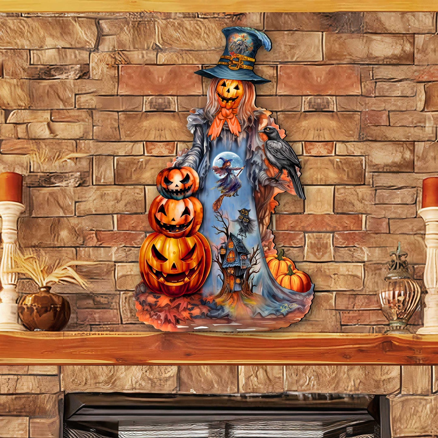 Halloween Pumpkin Wooden Door Décor - Handcrafted Door Hanger by G. DeBrekht (Made in USA) – Duvencioglu