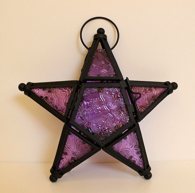 Handcrafted Moroccan-Style Star Lantern with Colorful Glass – Duvencioglu