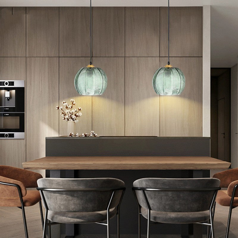 Green Leaf Pattern Glass Chandelier – Modern Dining & Living Pendant – Duvencioglu