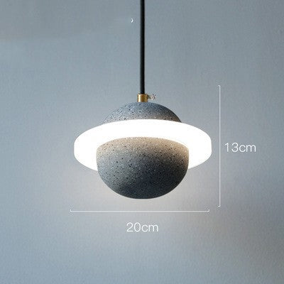 Modern Red Planet LED Chandelier – Single-Head Marble Pendant – Duvencioglu