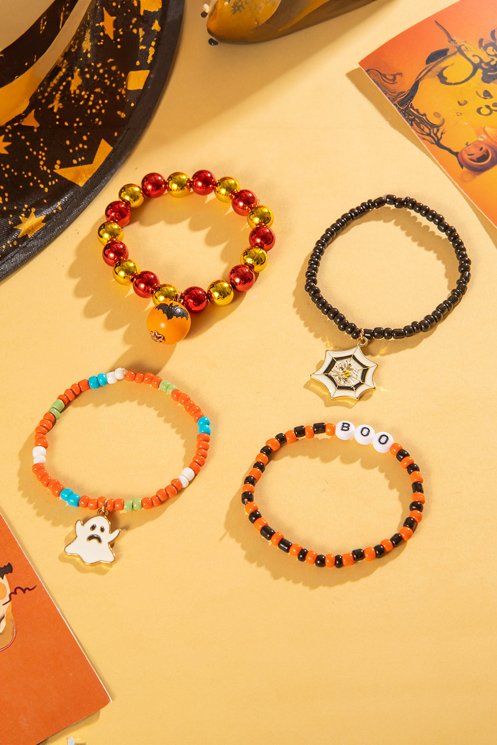 Halloween Beaded Bracelet Set - Ghost and Spider Web Charm – Duvencioglu