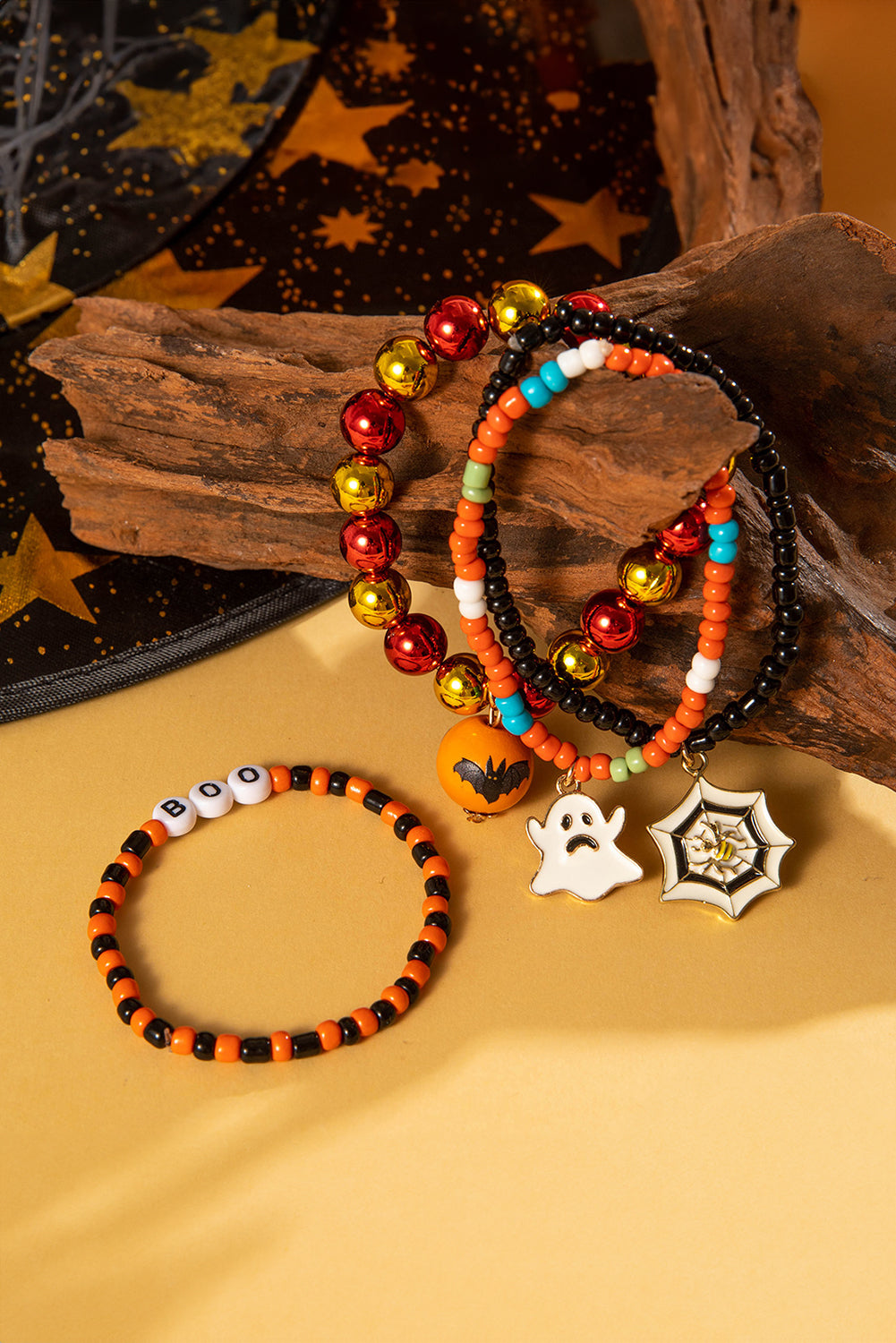 Halloween Beaded Bracelet Set - Ghost and Spider Web Charm – Duvencioglu