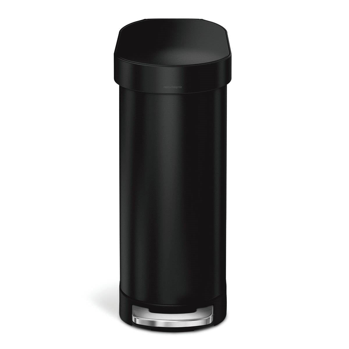 Matte Black 12-Gallon Narrow Kitchen Trash Can - Silent Step-On Lid – Duvencioglu