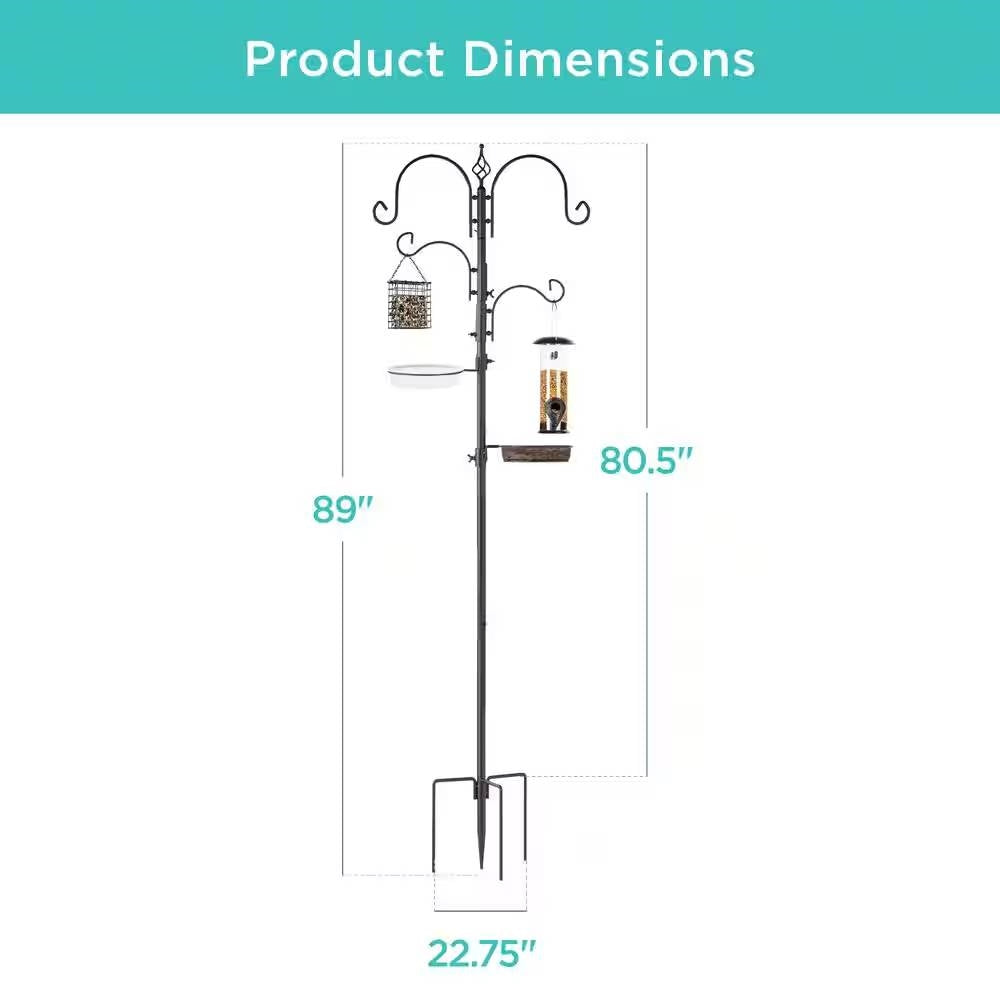Complete Bird Feeder Station Set - 89" Bronze Metal Stand with 4 Feeders & Water Bowl – Duvencioglu