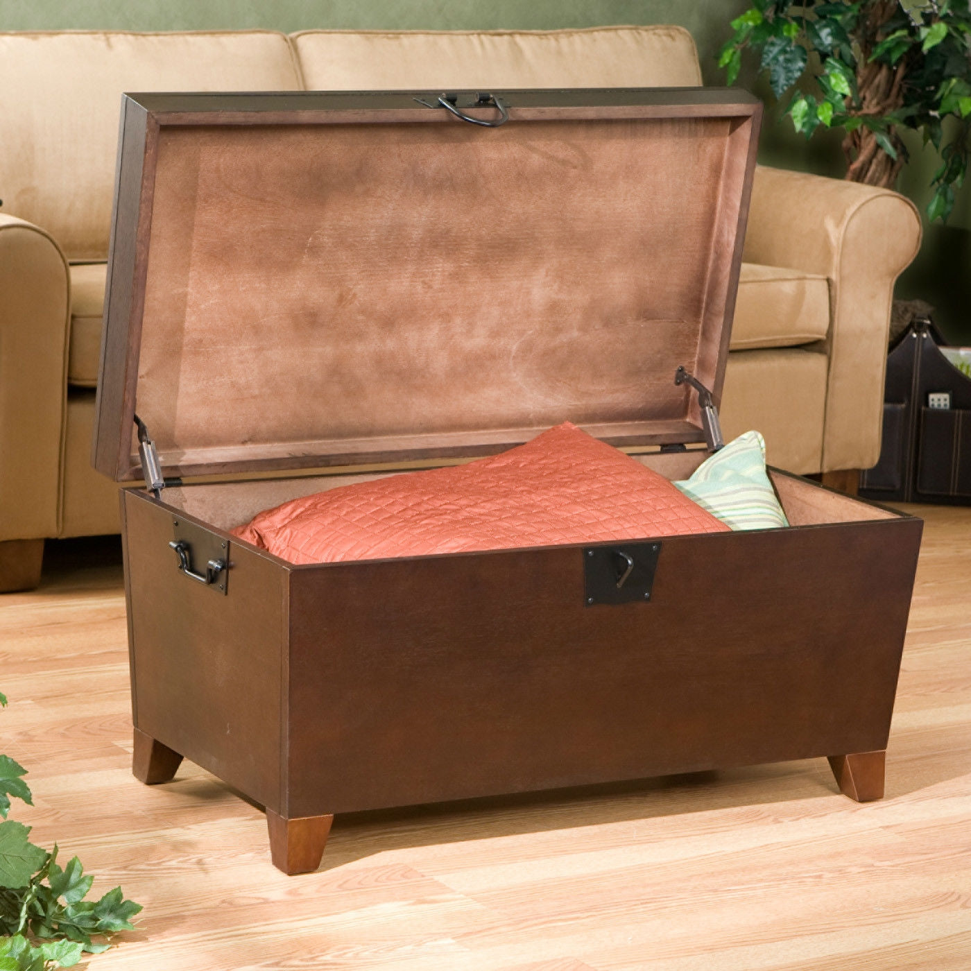 Contemporary Lift Top Coffee Table Storage Trunk - Espresso Finish – Duvencioglu