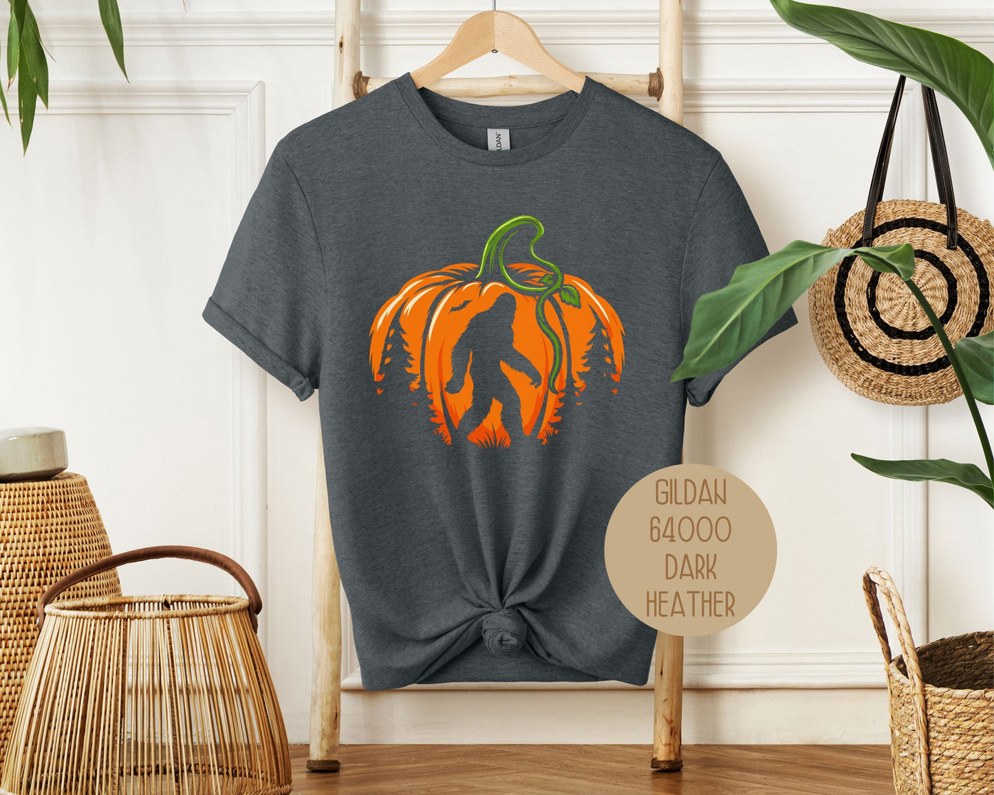 "Bigfoot Pumpkin" Halloween Graphic T-Shirt - Gildan 64000 Soft Cotton Tee – Duvencioglu