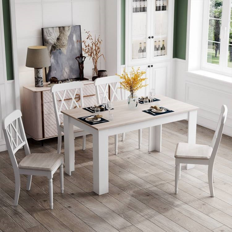 47-Inch Dining Table / Computer Desk - White Legs & Light Grey Wood Finish – Duvencioglu