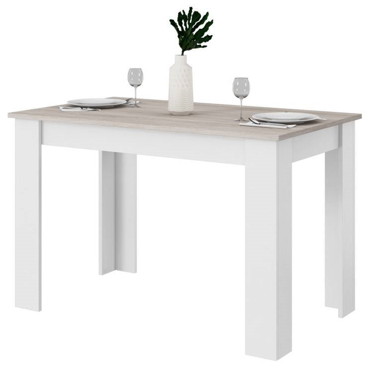 47-Inch Dining Table / Computer Desk - White Legs & Light Grey Wood Finish – Duvencioglu